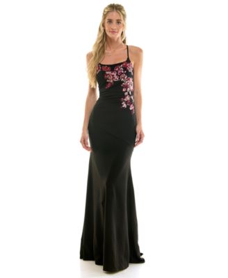 Juniors' Floral-Sequined Bodycon Prom Gown