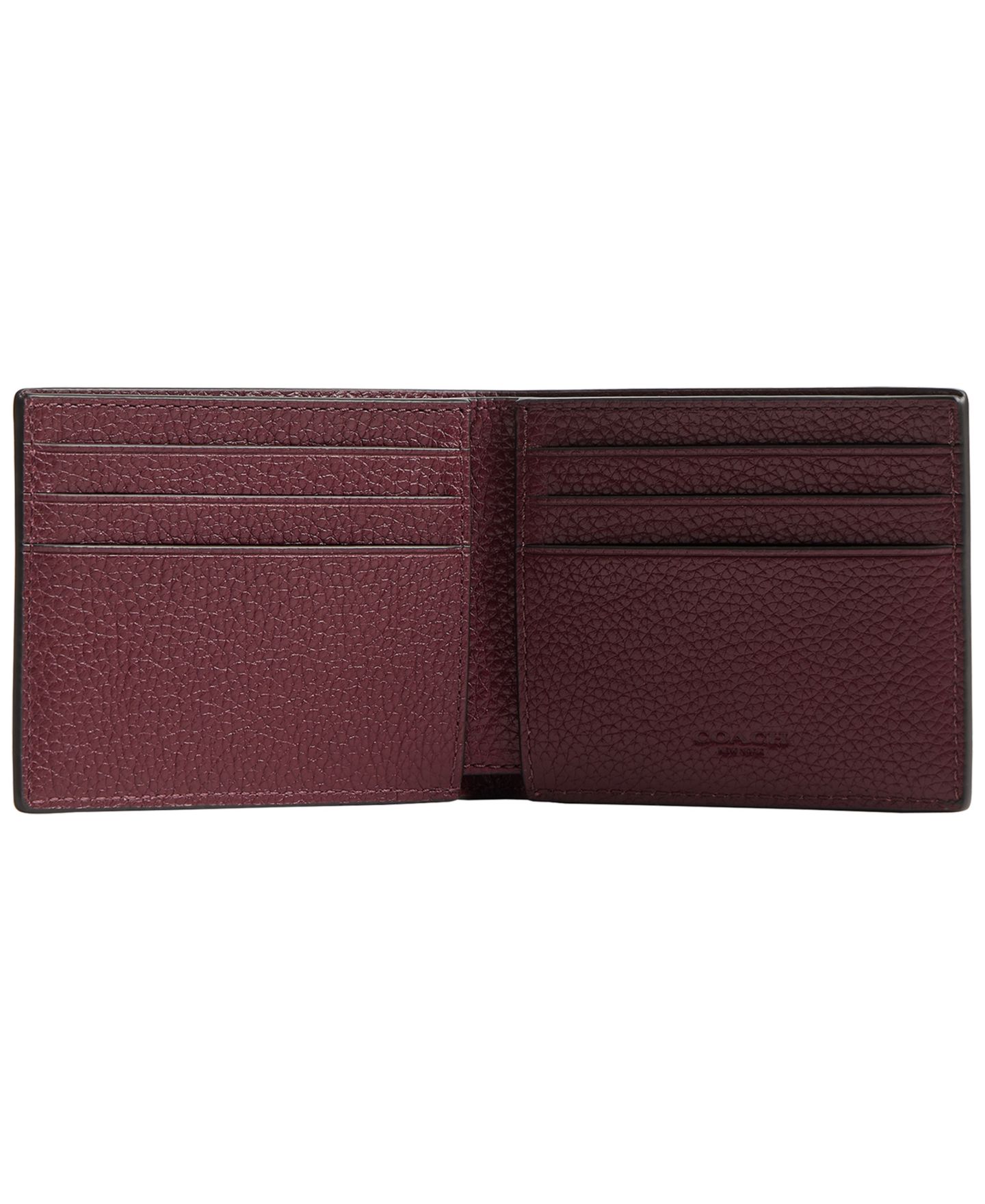 Мужской кошелёк COACH Leather Billfold Wallet, цвет: Светлый тёмно-бордовый — фото 2