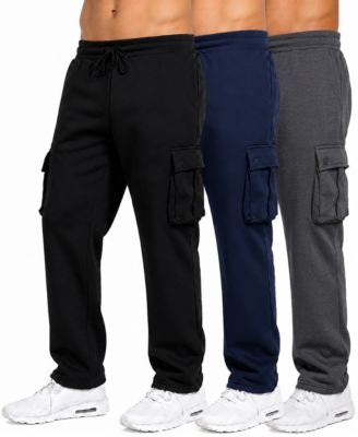Men's Fleece-Lined Cargo Open-Bottom Sweatpants