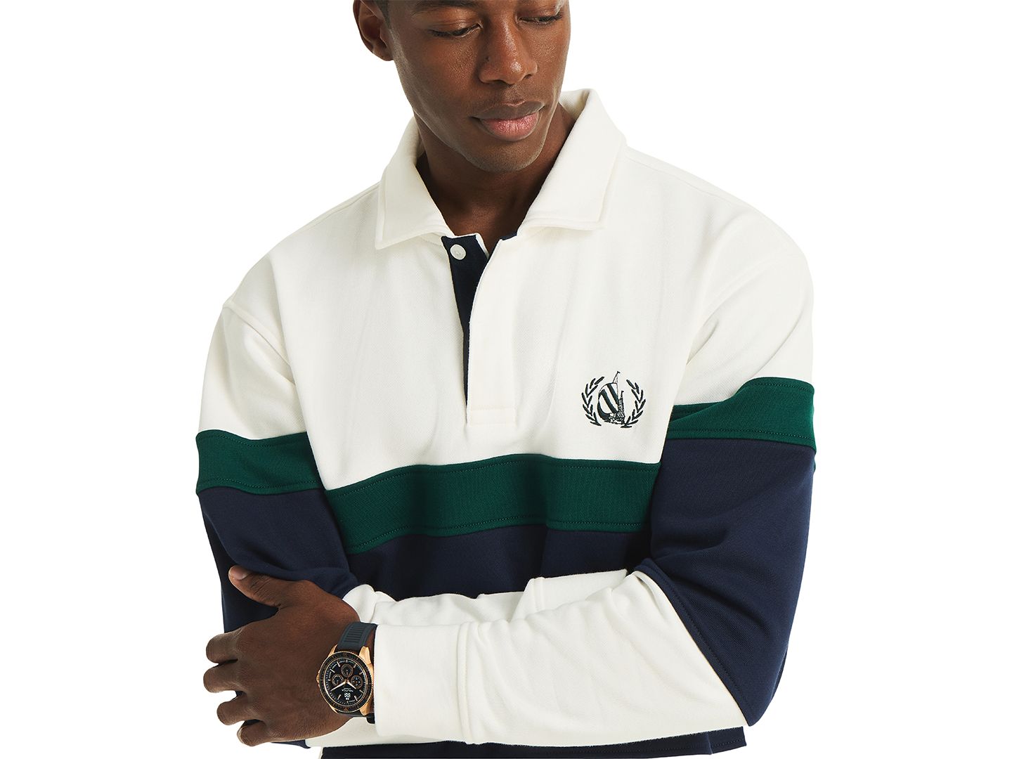 Мужской свитшот Nautica Long Sleeve Pullover, цвет: Молочный белый — фото 4