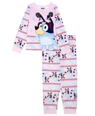 Girls' 4-8 Bluey Holiday Character Print Pajama, 2-Piece Set