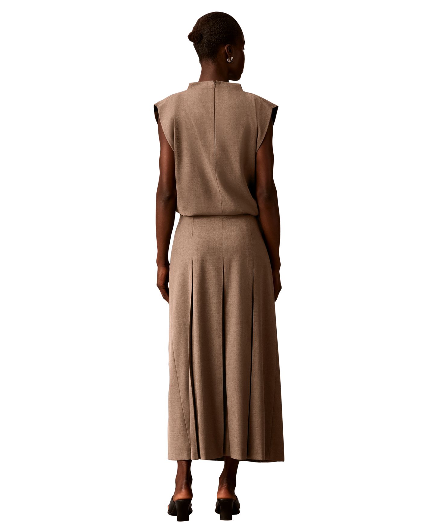 Женская юбка Calvin Klein Side Zip Inverted Pleat High-Waisted Midi, цвет: Железный меланжевый — фото 6