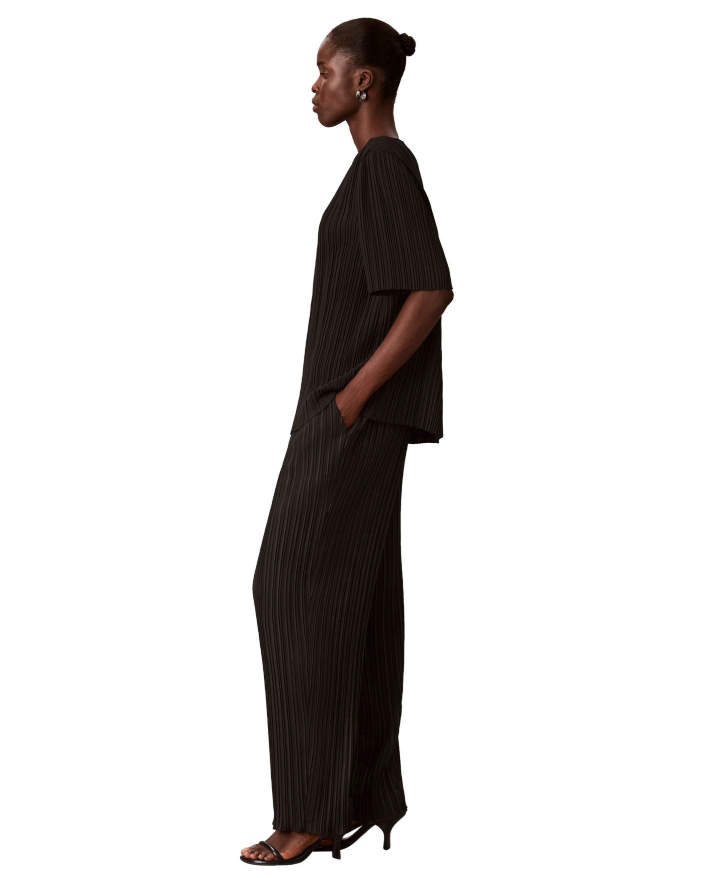 Женский топ Calvin Klein Boat Neck Plisse Tunic, цвет: Чёрный — фото 3