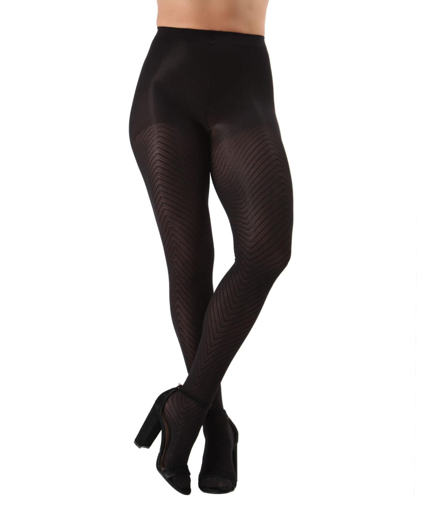 Женские колготки MeMoi Chevron Control-Top Tights, цвет: Чёрный — фото 5