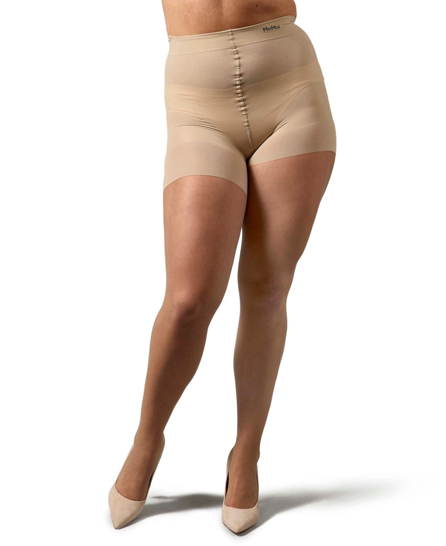 Женские колготки MeMoi Plus Size Curvy Ultra Sheer Control Top Pantyhose, цвет: Бежевый — фото 4