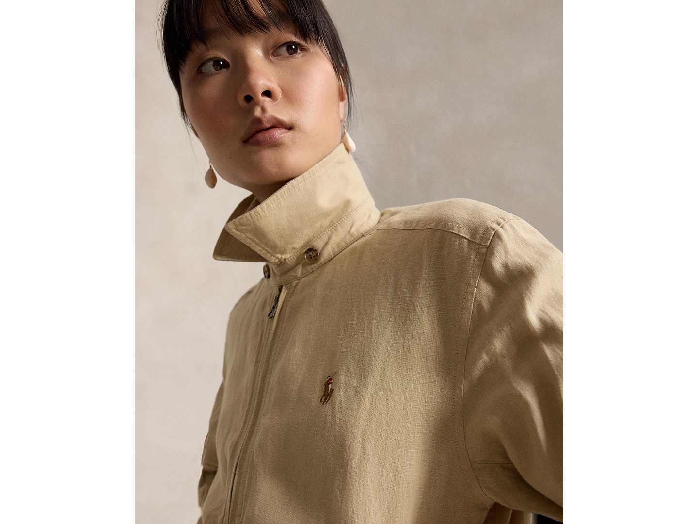 Женская куртка Polo Ralph Lauren Linen Windbreaker, цвет: Рыжевато-коричневый — фото 4
