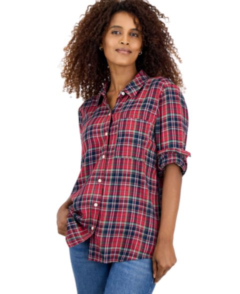 Женская рубашка Style & Co Plaid Button-Up Perfect, цвет: Мерло