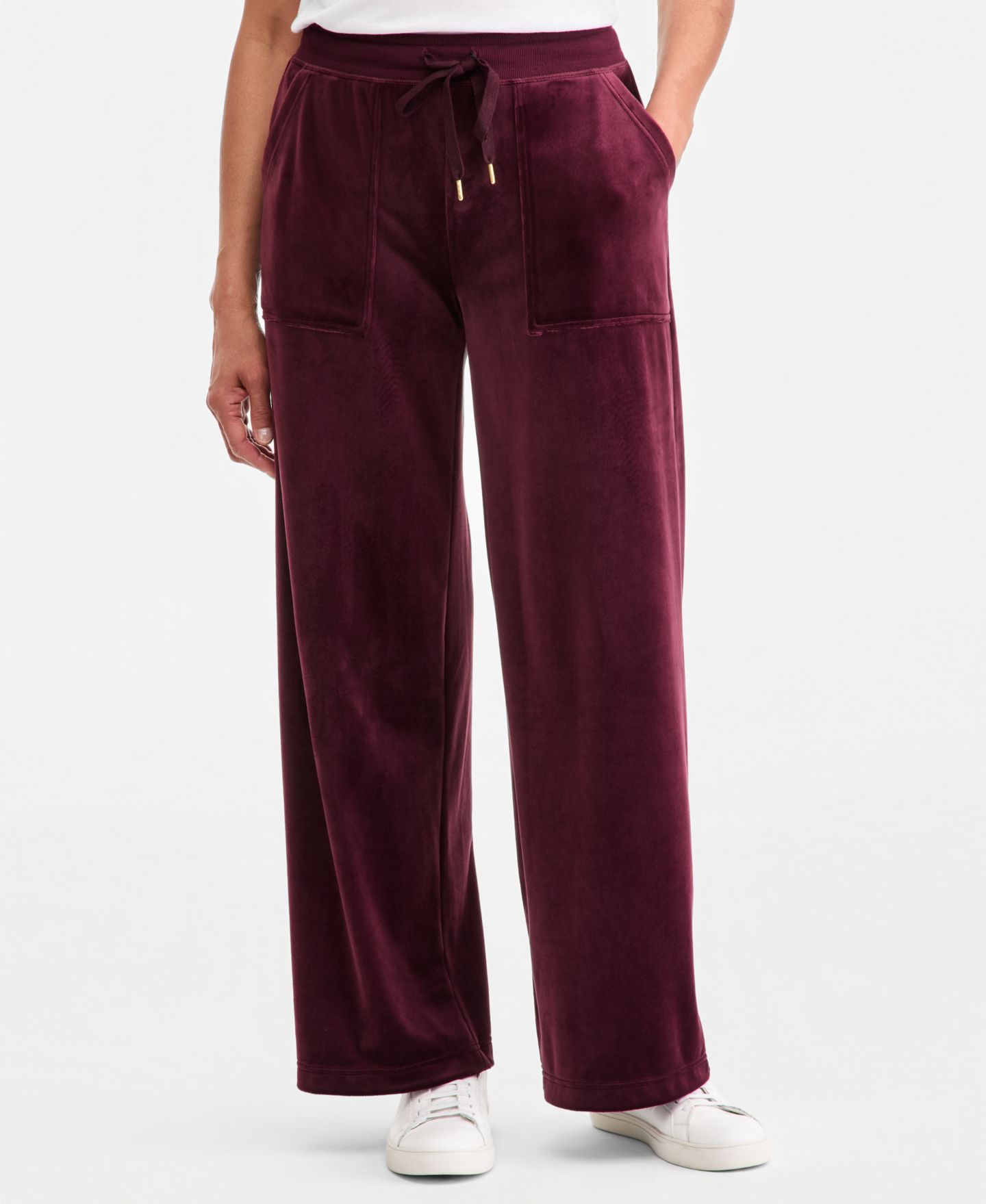 Женские брюки Style & Co Wide-Leg Velour Lounge Pants, цвет: Ягодный — фото 3