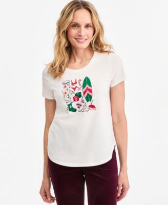 Women's Holiday Graphic Short-Sleeve Crewneck Tee