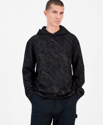 Men's Long Sleeve Relaxed-Fit Embossed Hoodie