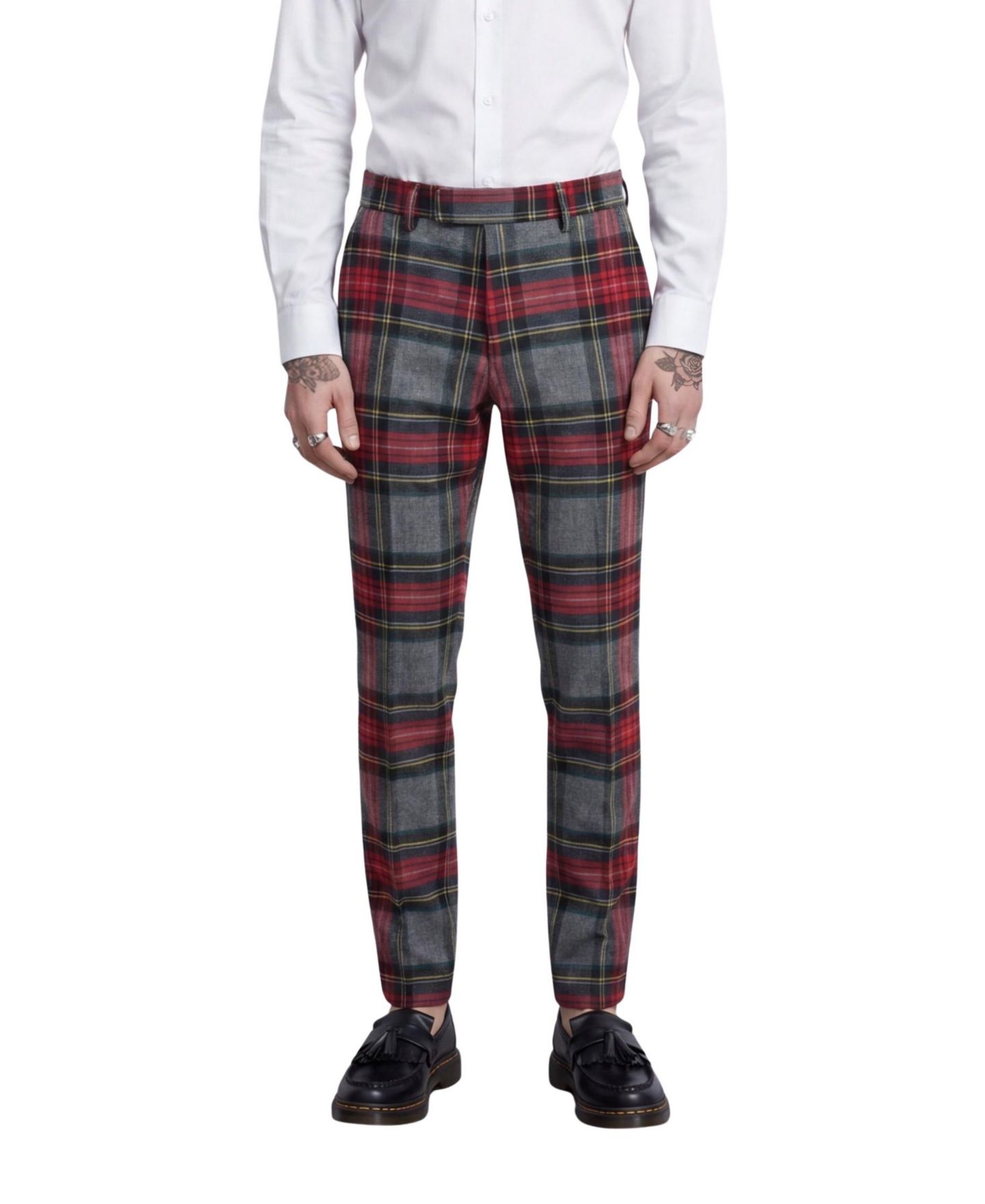 Мужские брюки Twisted Tailor Cardosi Slim-Fit Tuxedo Wool Suit, цвет: Красный серый — фото 5