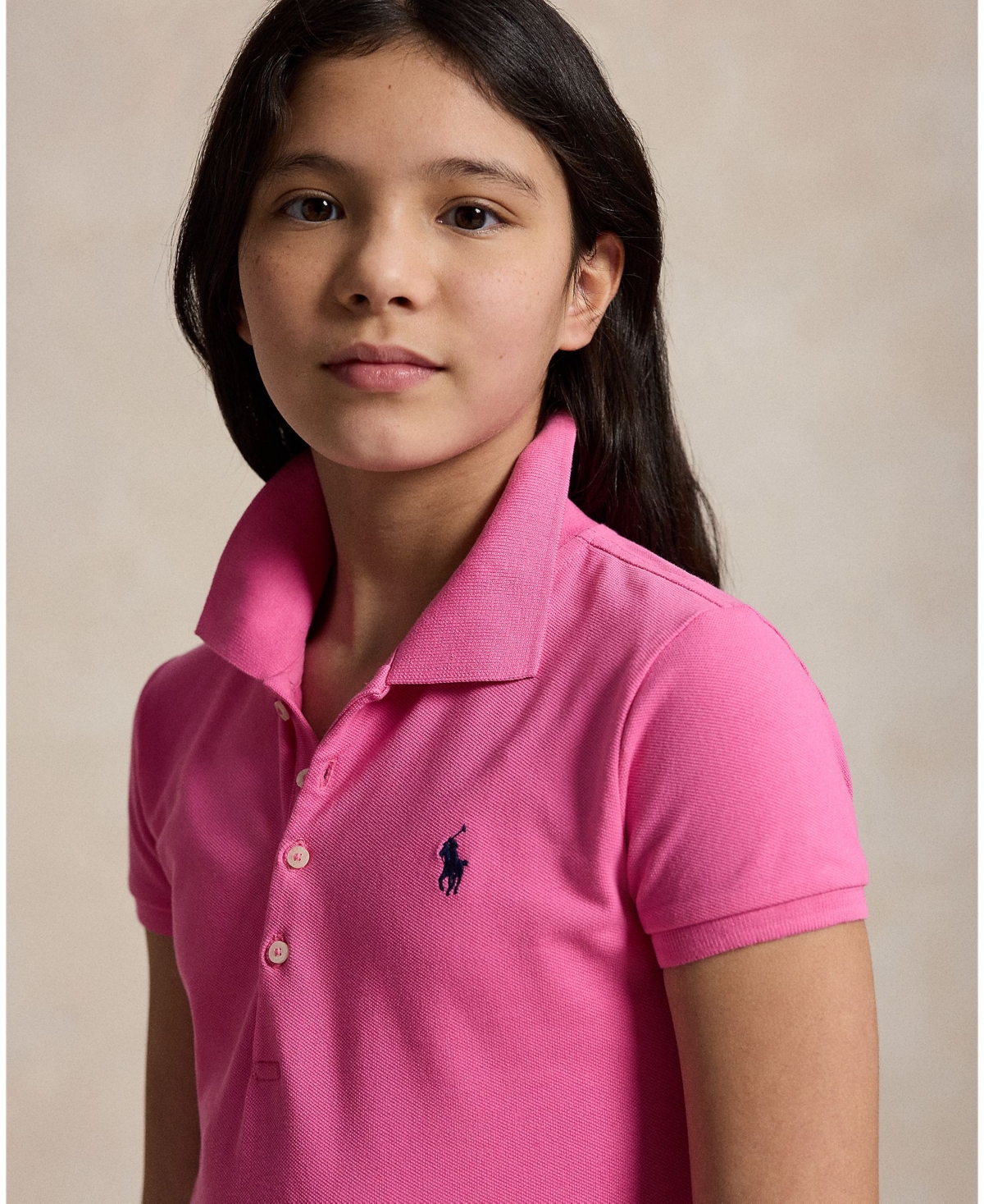 Big Girls Cotton Mesh Short Sleeve Polo Dress