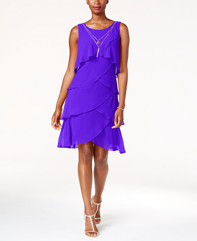 SL Fashions Tiered Necklace Dress - Dresses - Women - Macy's