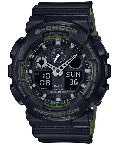 G-Shock Men's Analog-Digital Black Resin Strap Watch 51x55mm GA100L-1A