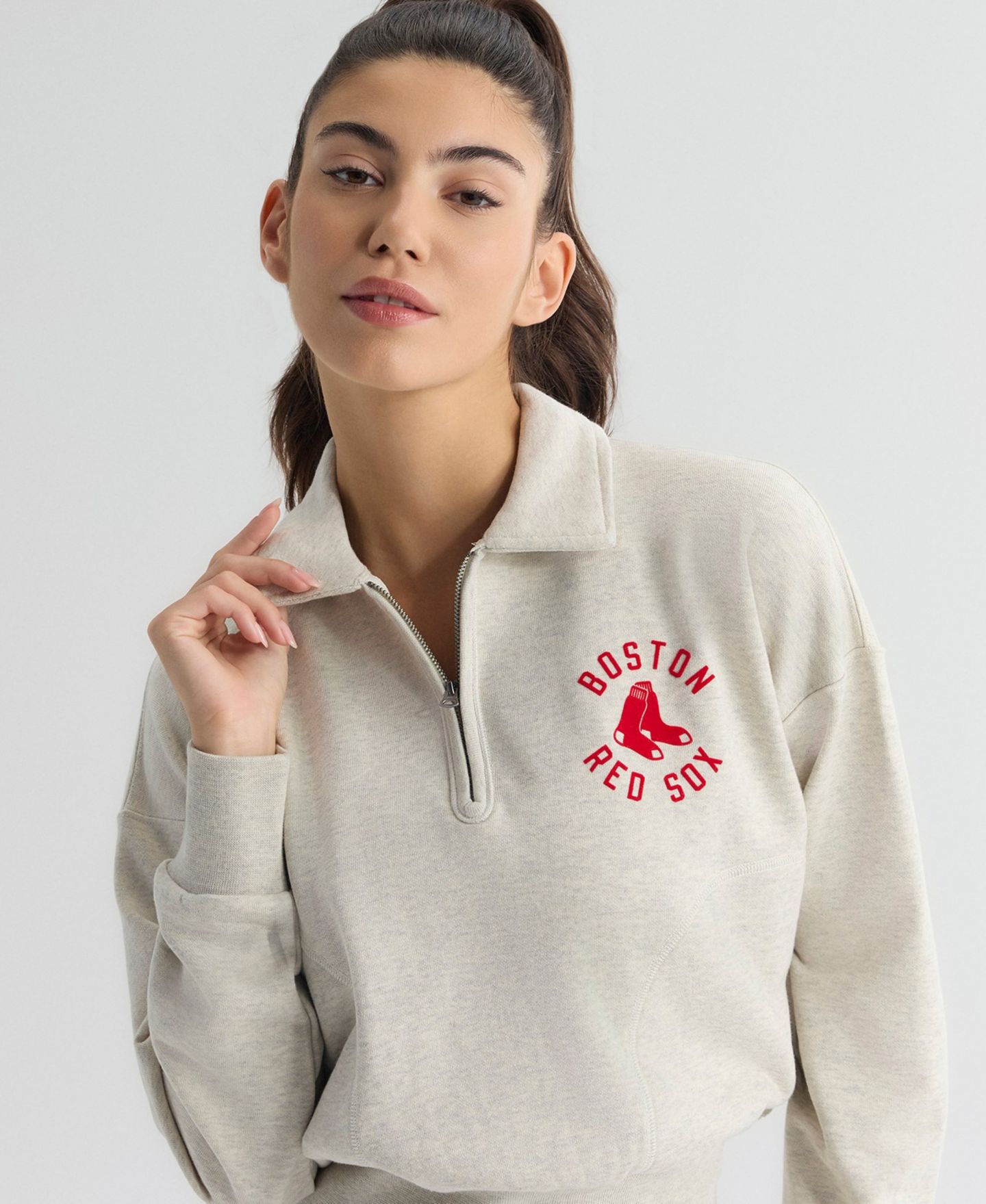 Женская толстовка Fanatics Boston Red Sox Iconic Cropped Quarter-Zip — фото 7
