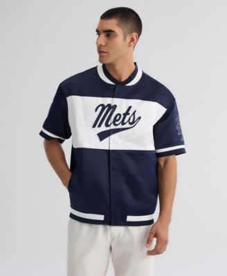 Men's Iconic Satin Full-Snap Short-Sleeve Warm-Up Jacket