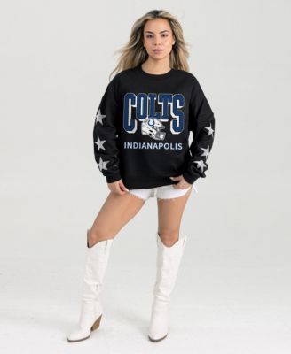 Women's Indianapolis Colts Pure Victory Rhine Stud Star-Sleeve Long-Sleeve Pullover Sweatshirt