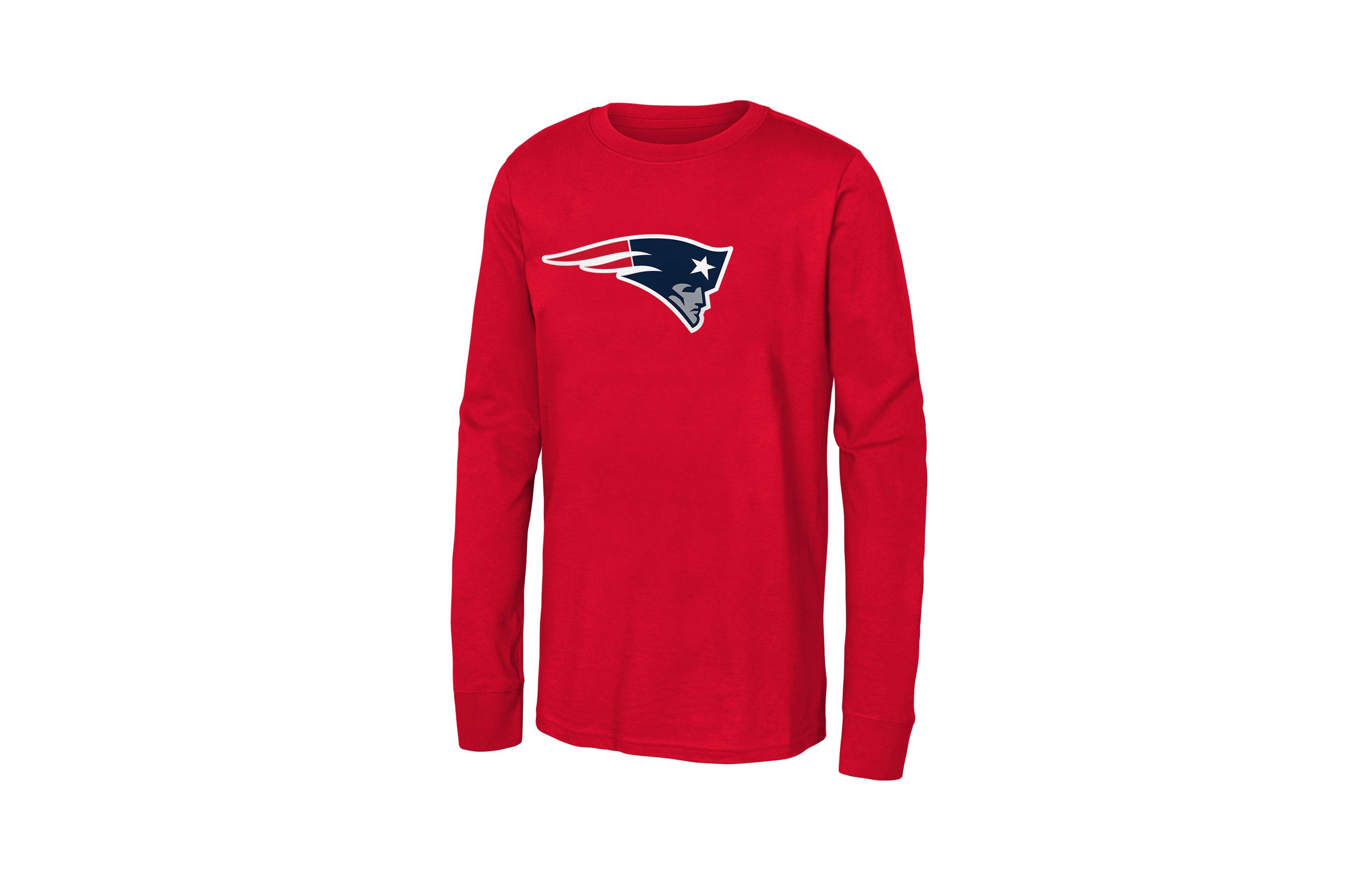 Outerstuff Boys' and Girls' New England Patriots Primary Logo Long-Sleeve Screen-Print T-Shirt