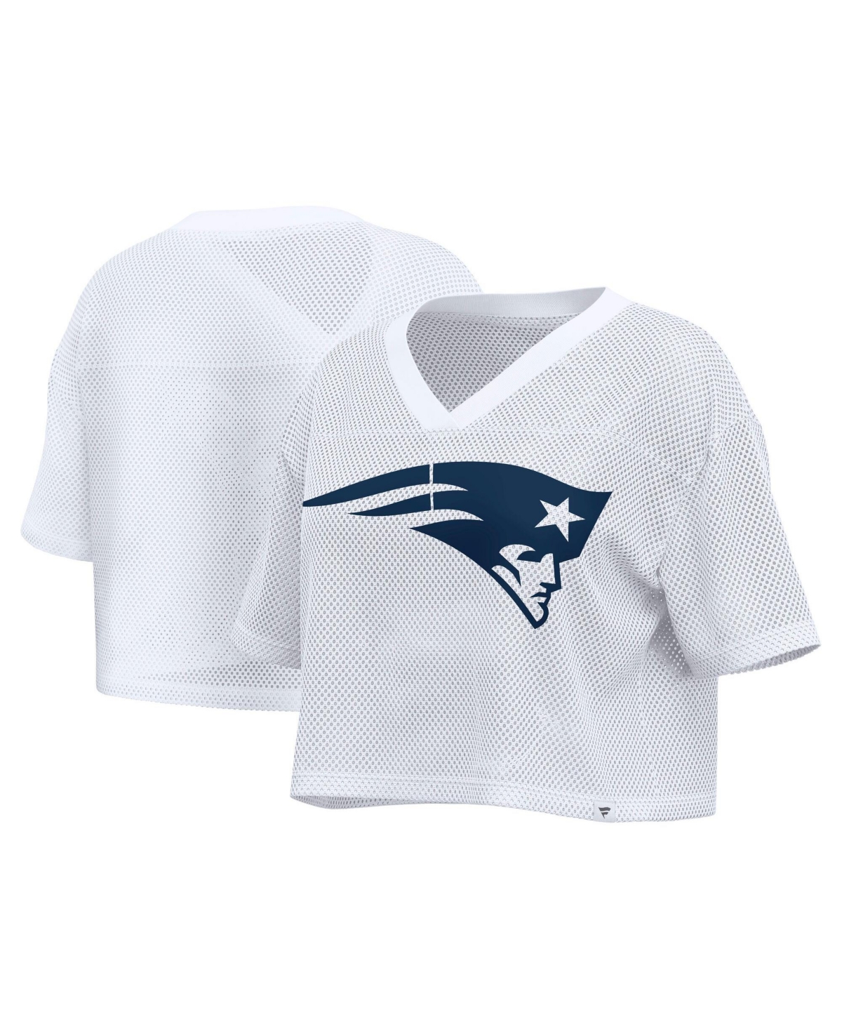 Fanatics Women's New England Patriots Oversized Cropped Mesh V-Neck Top