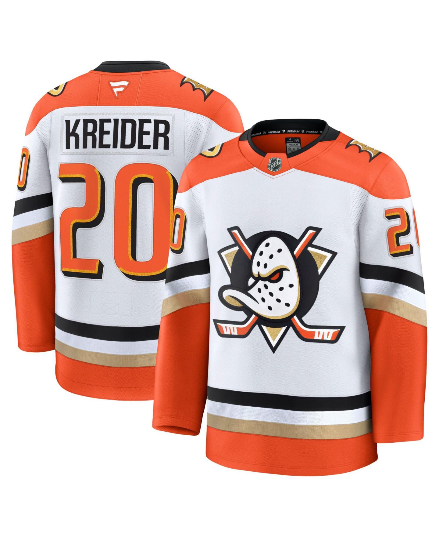 Мужской топ Fanatics Anaheim Ducks Chris Kreider Away Long-Sleeve Premium Jersey — фото 1