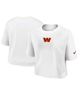 Women's Washington Commanders Striped Cropped Scoop Neck T-Shirt