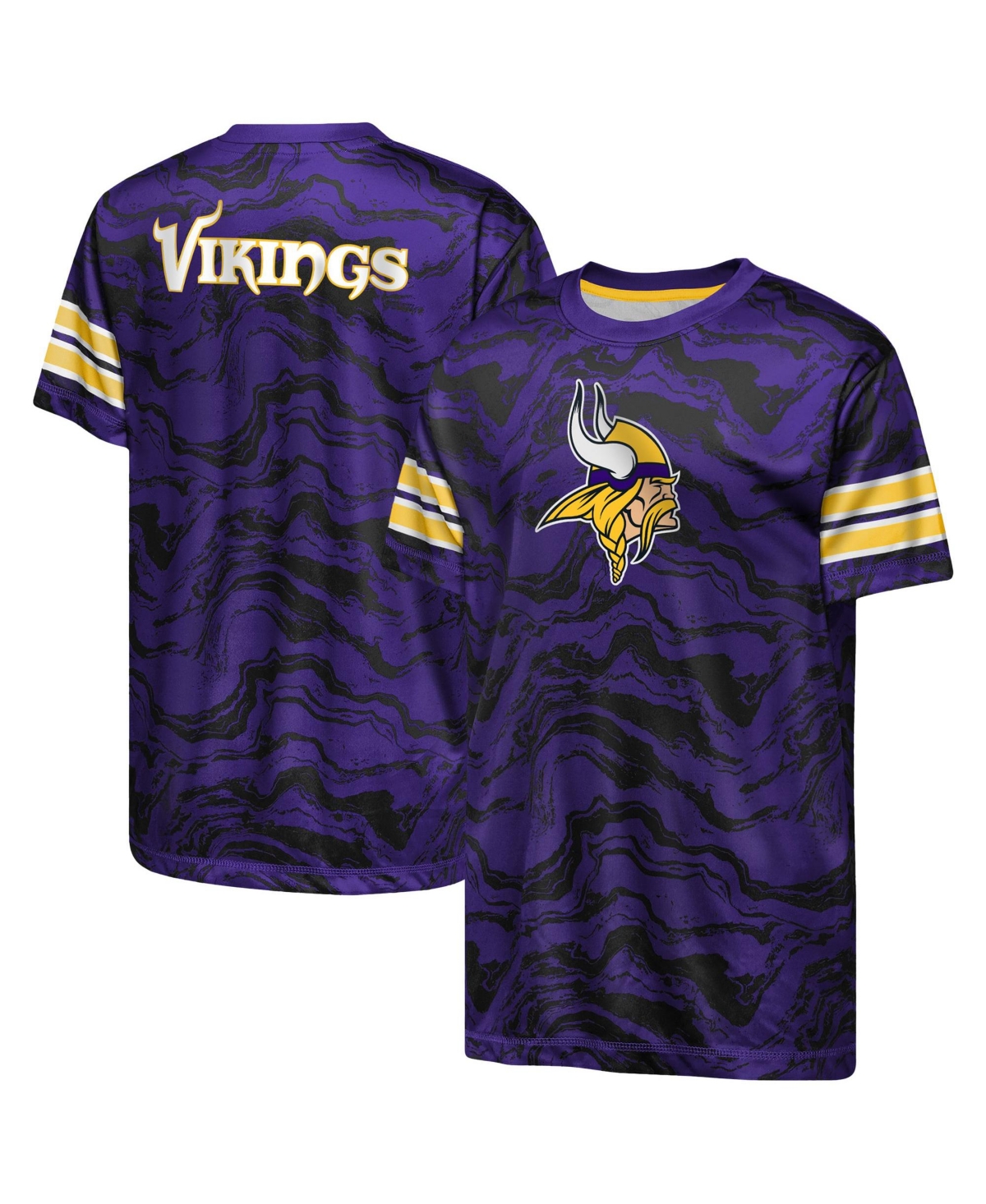 Outerstuff Boys' and Girls' Minnesota Vikings Slant Route Performance Crewneck T-Shirt - Purple
