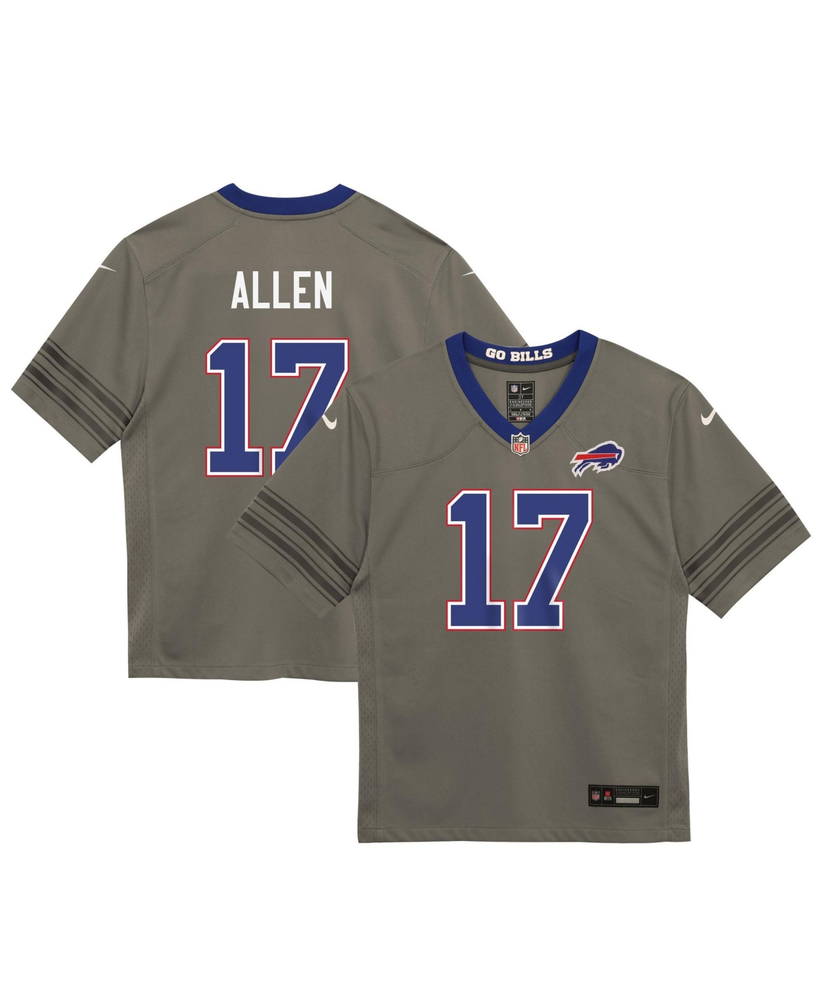 Nike Boys' and Girls' 2T-5T Buffalo Bills Josh Allen Nickel City Jersey - Gray