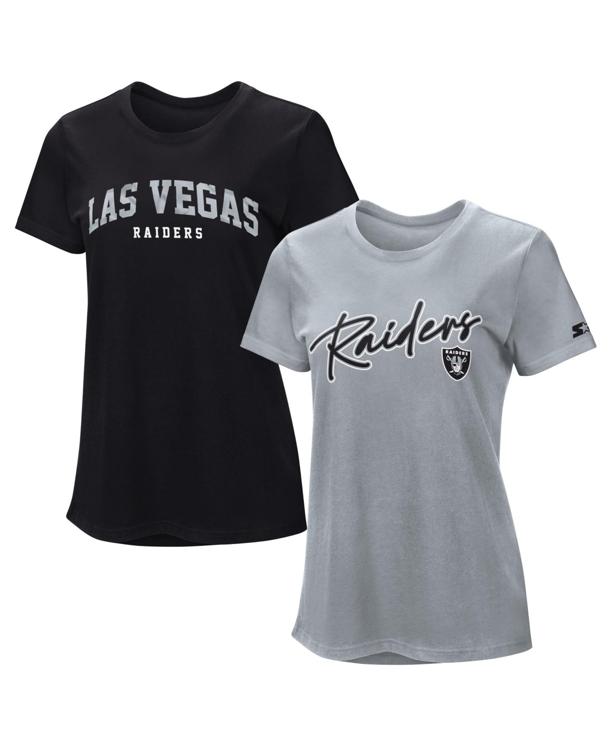 Starter Women's Las Vegas Raiders 2-piece T-shirt Set In Black,silver