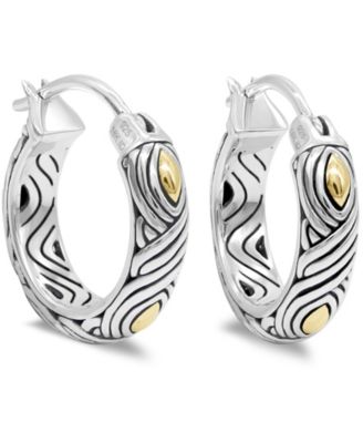 20mm Woven Hoop Earrings in Sterling Silver and 18K Gold