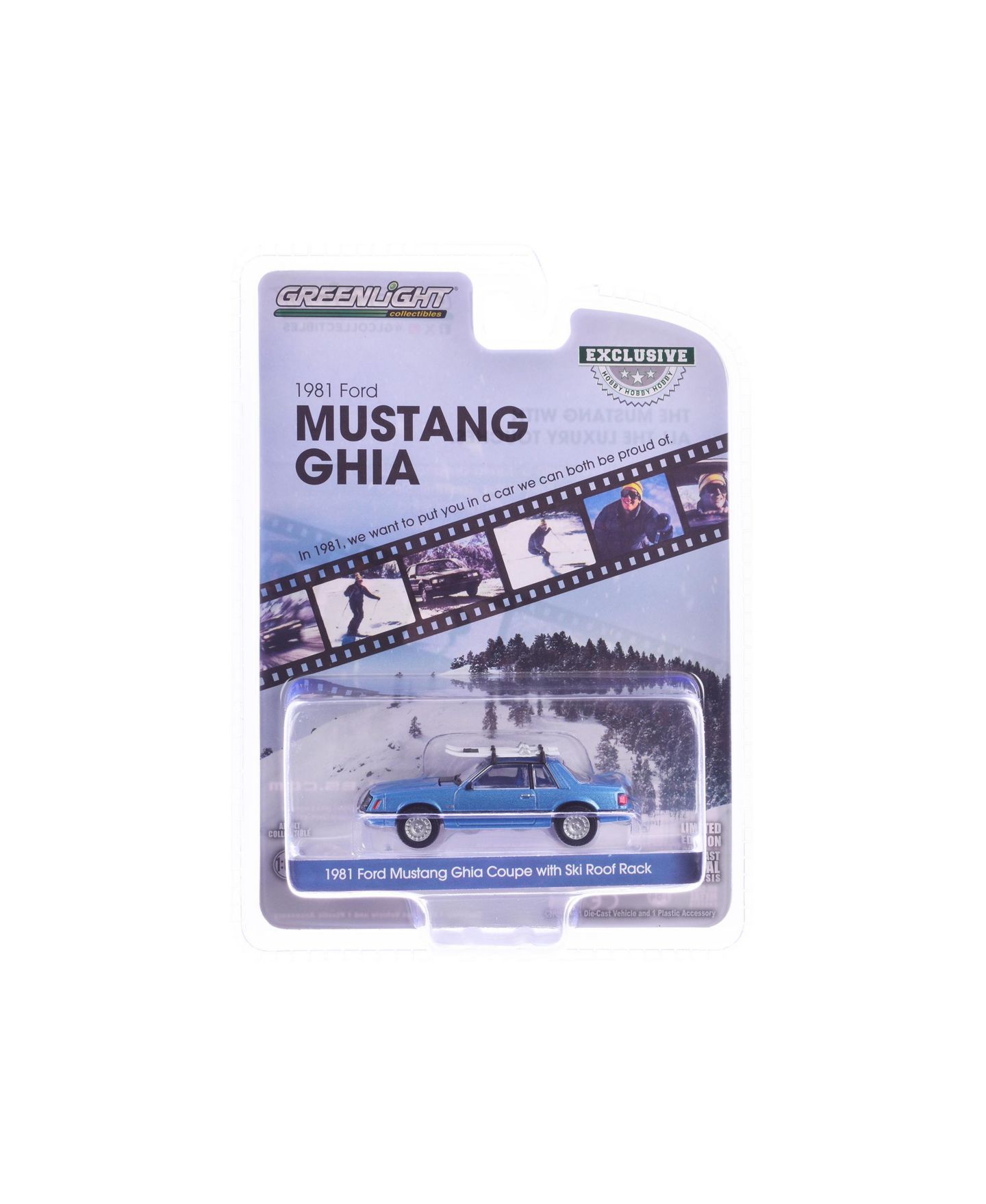 Детская игрушка Greenlight 1/64 Scale 1967 Ford Mustang Ghia Coupe Ski Roof Rack Hobby Exclusive Collectible Toy Vehicle 30510 — фото 4