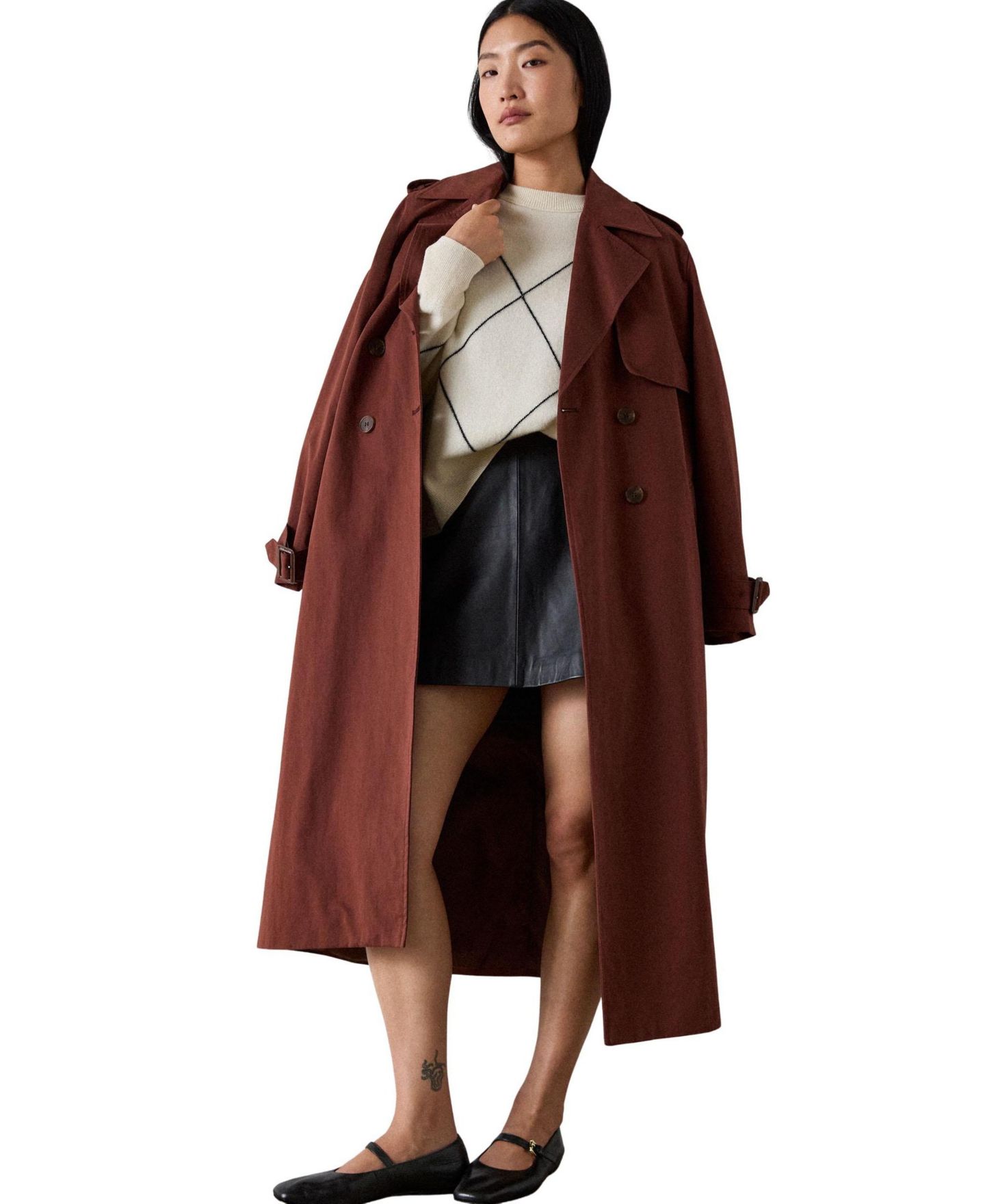 Женская юбка Whistles High-Waisted A-Line Leather Mini, цвет: Чёрный — фото 5