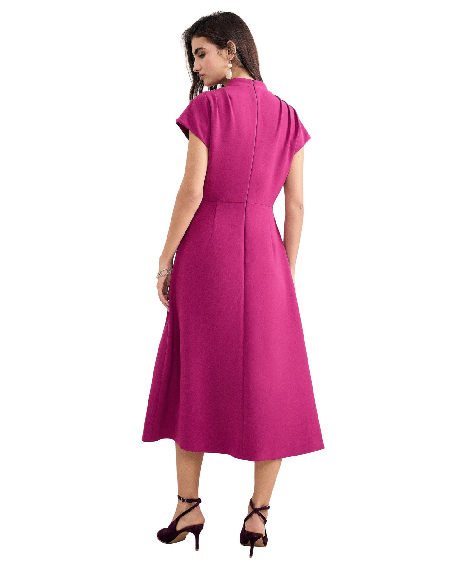 Women's Hanna Pleated V-Neck Midi Dress