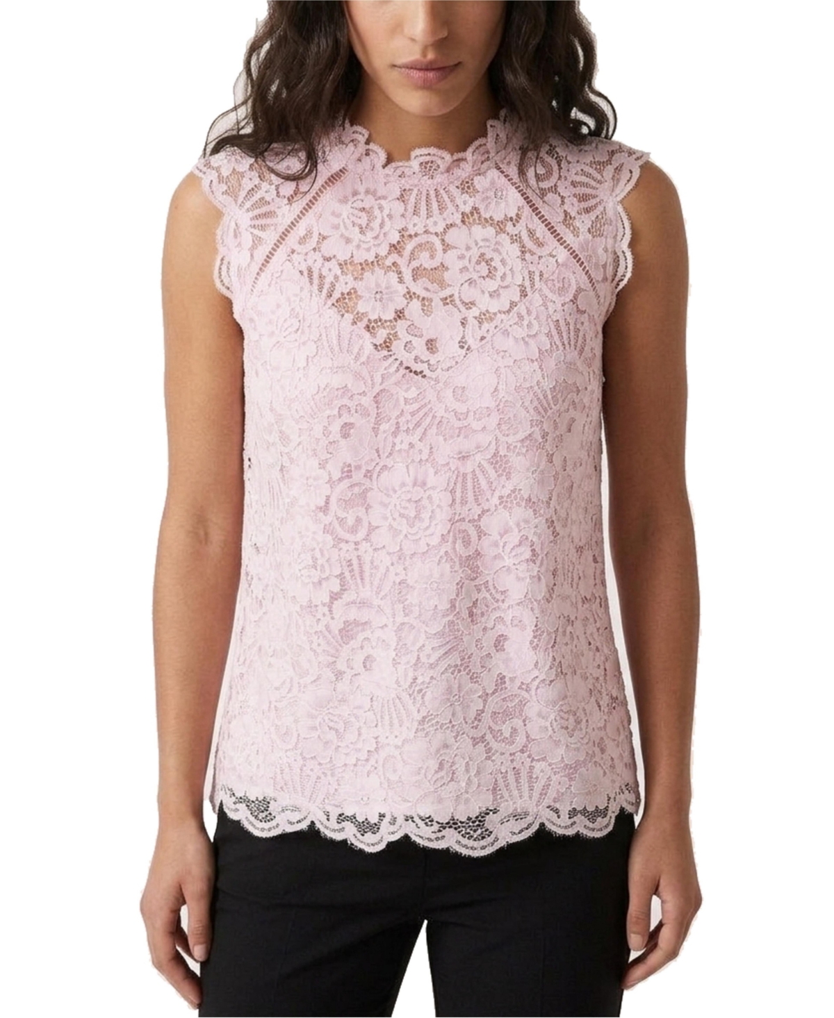 Jason Wu Women's Floral-Lace Ruffle-Neck Sleeveless Top - Pink