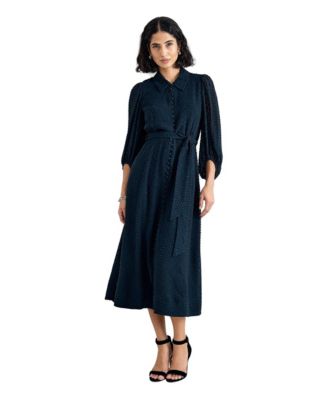 Women's Maeve Textured Belted Midi Shirt Dress
