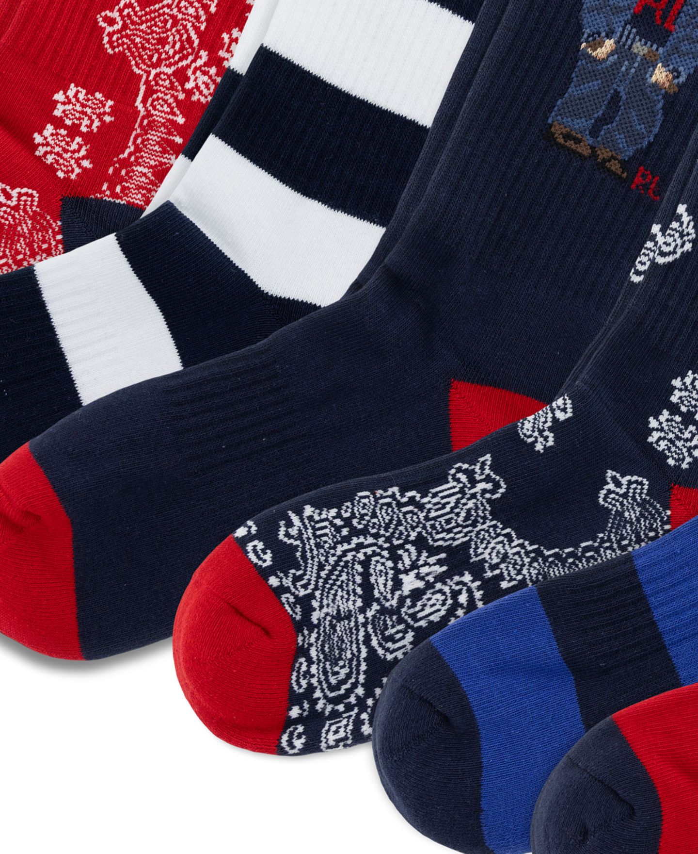Туфли Leg для мужчин, средней высоты, в рубчик, 6 шт. — Polo Ralph Lauren, цвет: Тёмно-синий / Красный — фото 3