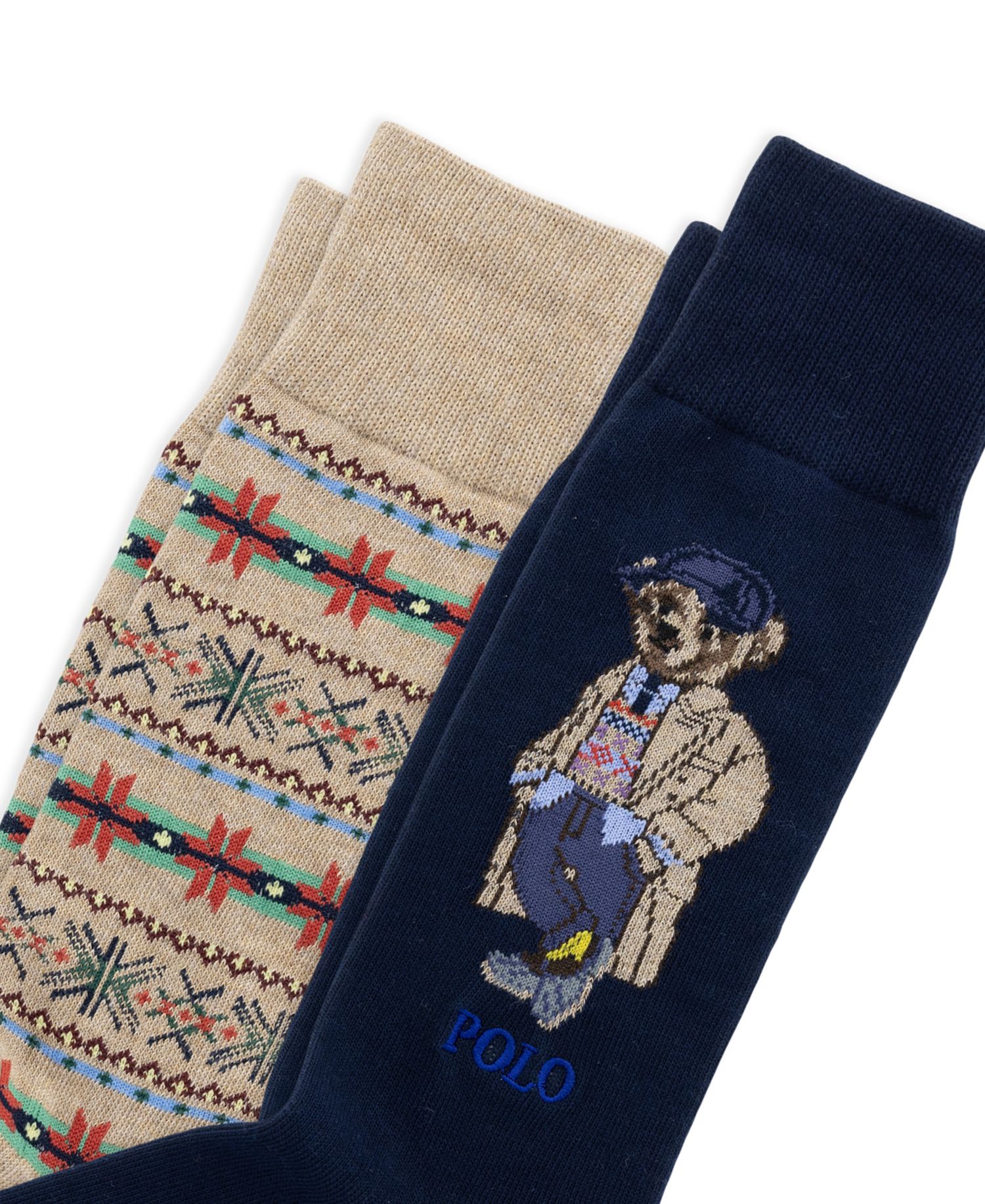 Men's Litchfield Polo Bear Fair Isle Crew Socks, 2-Pack