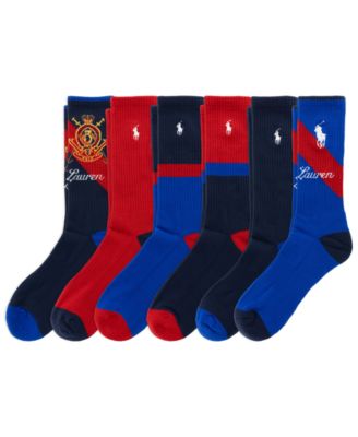 Men's Snow Beach Crew Ribbed Crew Socks, 6-Pack
