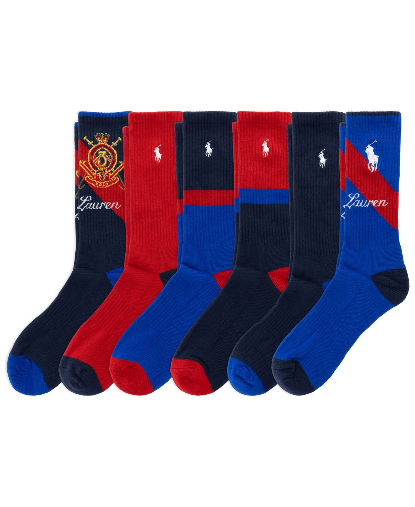 Носки Snow для мужчин, в рубчик, 6 шт. — Polo Ralph Lauren, цвет: Королевский синий / Тёмно-синий — фото 1