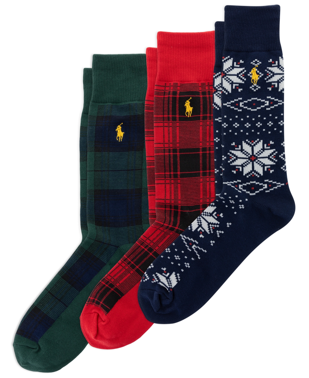 Polo Ralph Lauren Tartan and Snowflake Trouser Socks, 3-Pack