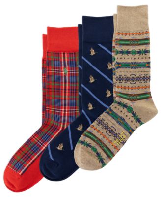 Men's Novelty Slack Fair Isle and Plaid Crew Socks, 3-Pack
