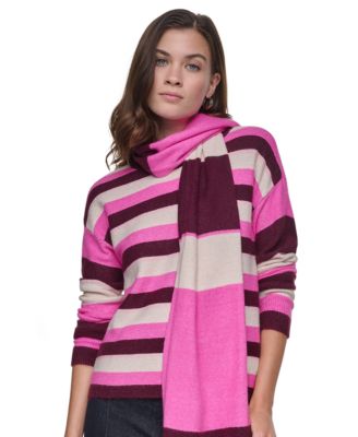 Women's Easy Striped Oversized Sweater with Scarf