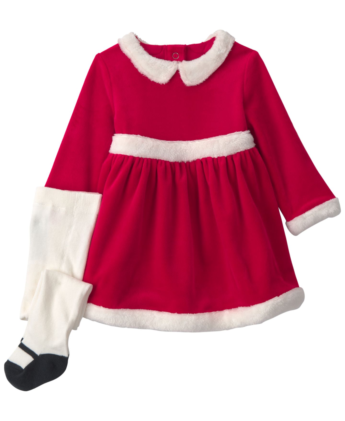 Детский комплект Carter's для девочки: рождественское велюровое платье и колготки, цвет: Красный — фото 1