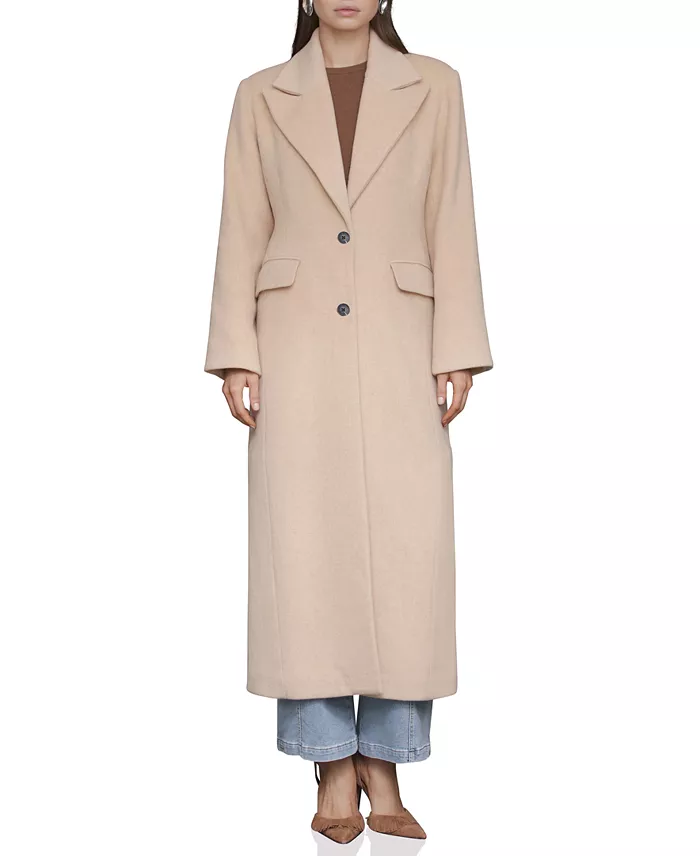 Women's Double-Breasted Long Wool-Blend Structured-Shoulder Coat - thumbnail 6