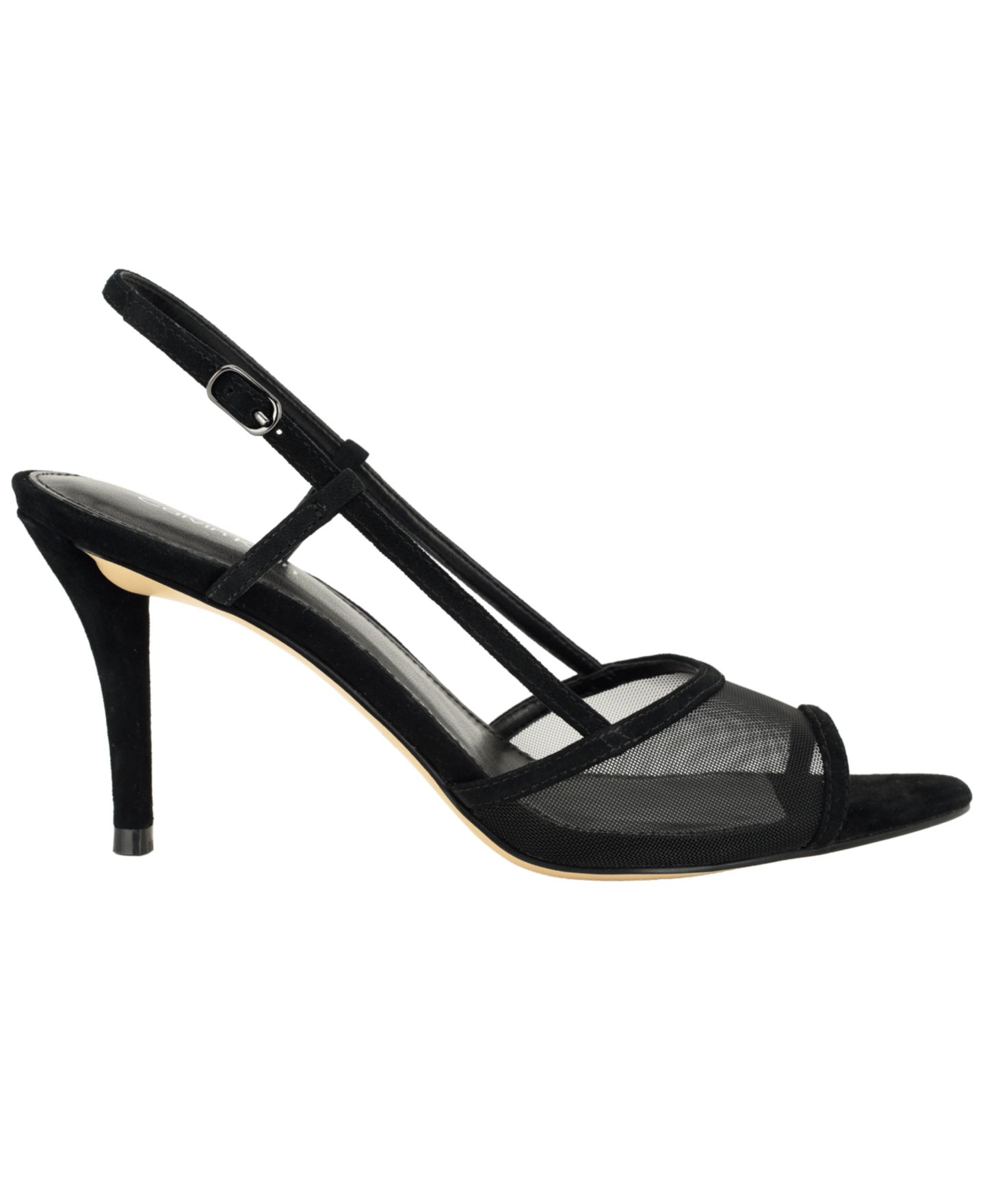 Женские сандалии Calvin Klein Corette Mesh Slingback Stiletto, цвет: Чёрный замшевый сетчатый — фото 2