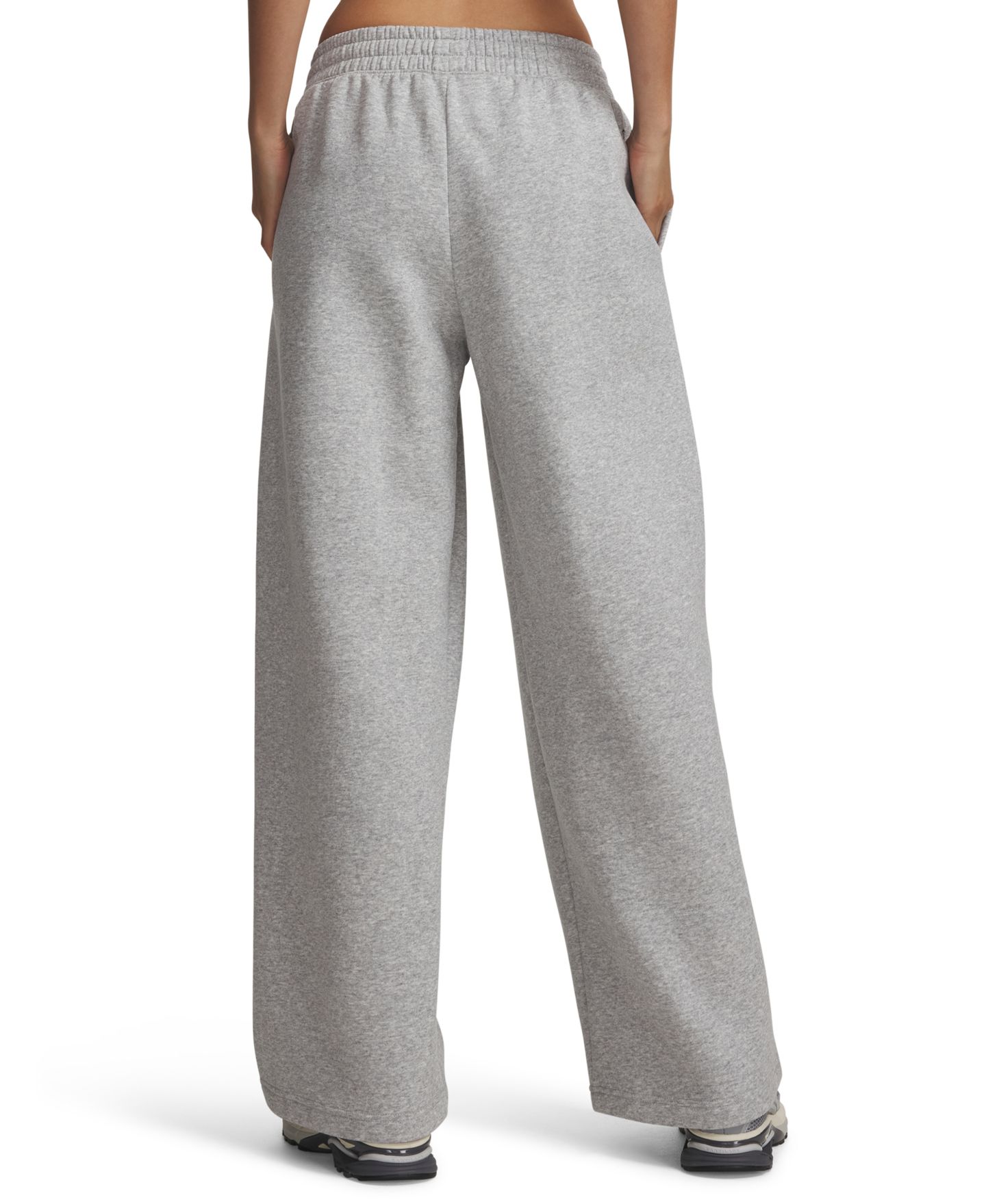 Женские брюки Under Armour Rival Pleated Varsity Wide-Leg Relaxed-Fit Sweatpants, цвет: Серый / Зелёный — фото 3
