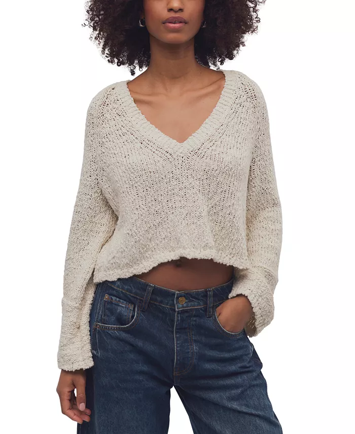 Women's Heartland Cropped Flared-Sleeve V-Neck Pullover Sweater - thumbnail 7