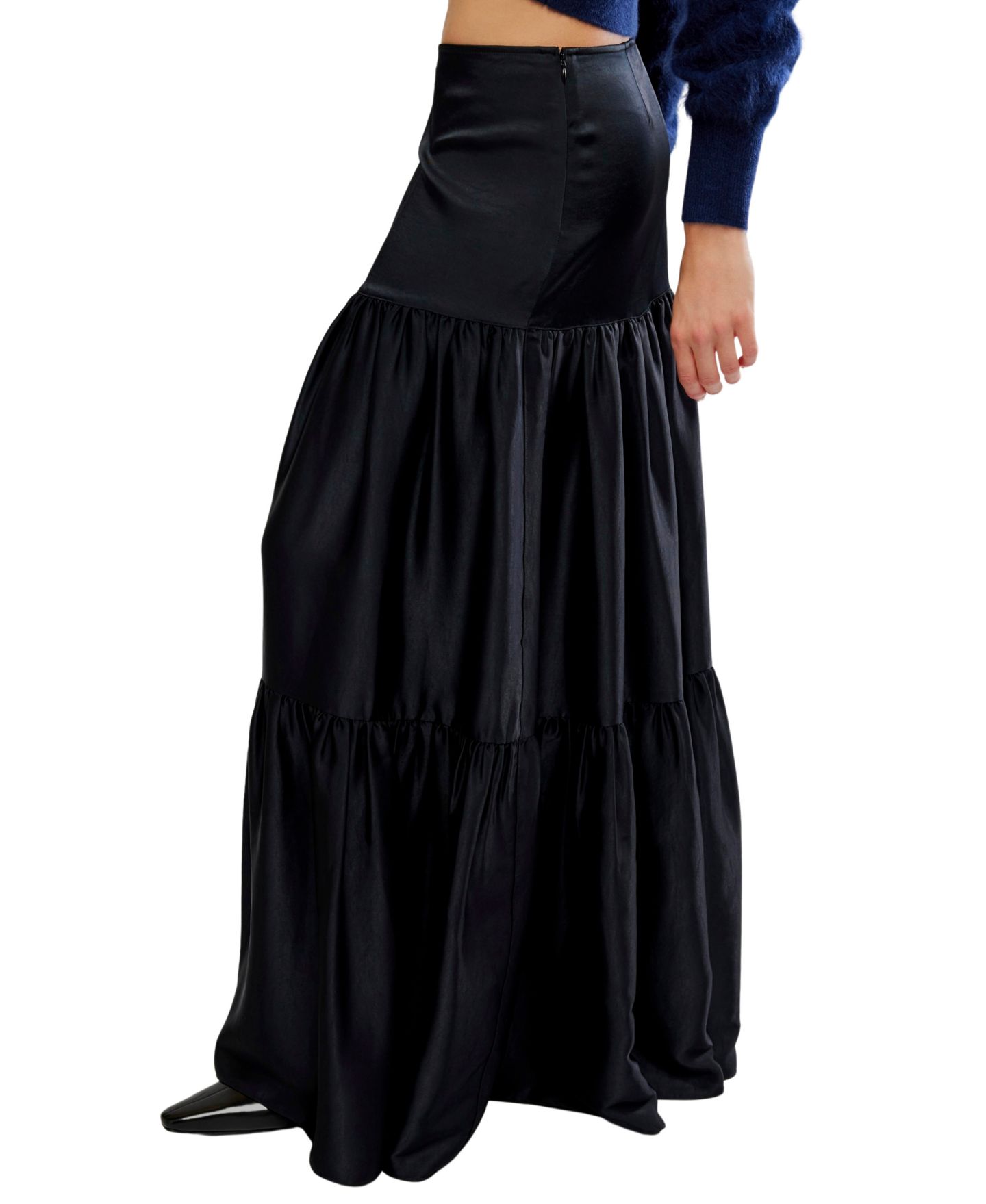 Женская юбка Free People Juliette Satin A-Line Maxi, цвет: Чёрный — фото 3