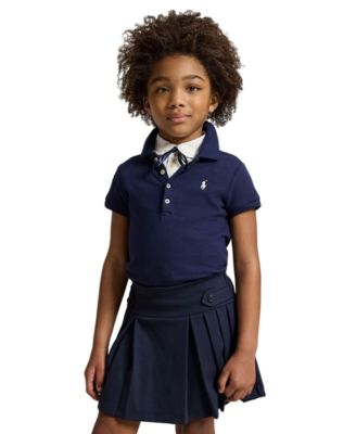 Girls 2T-6X Short-Sleeve Stretch Cotton Mesh Polo Shirt