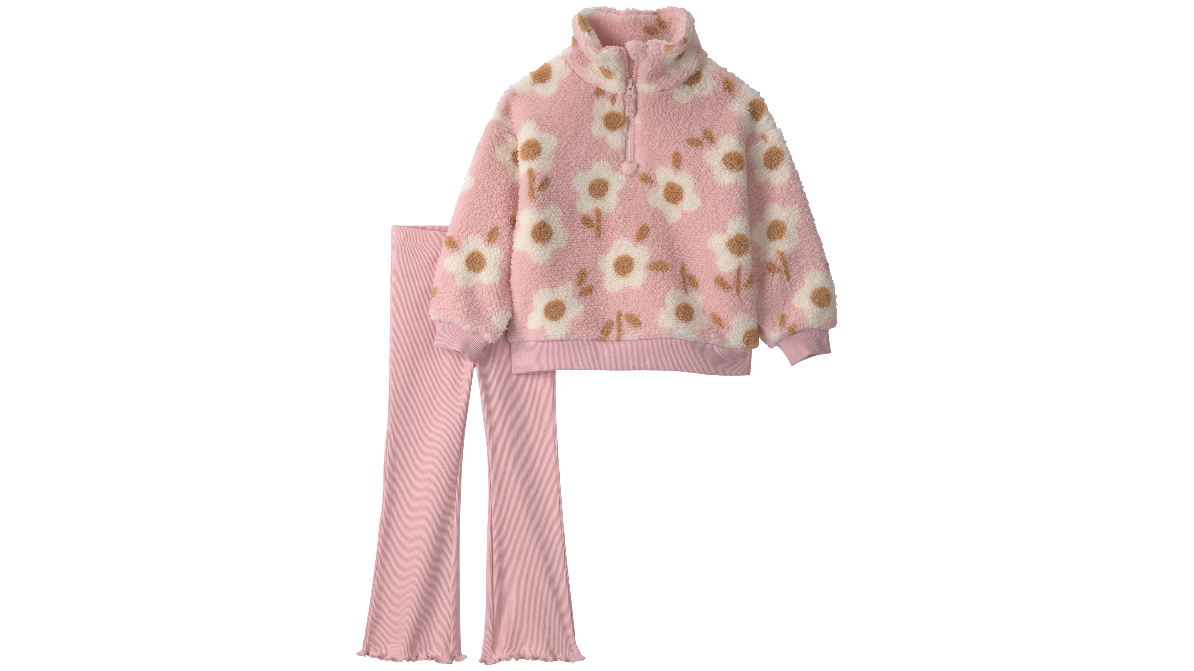 Carter's Toddler Girls' 2T-5T Long-Sleeve Half-Zip Floral-Print Top and Pants Set