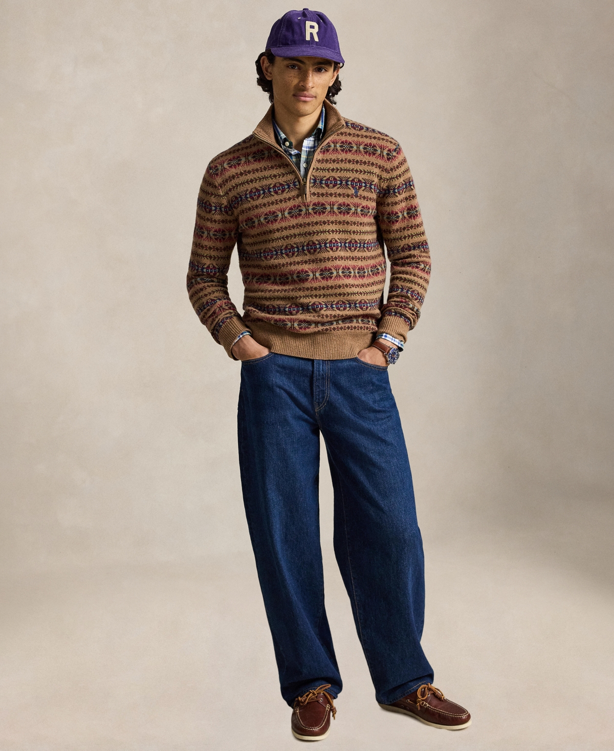 Polo Ralph Lauren Men's Fair Isle Quarter-Zip Regular-Fit Wool Sweater